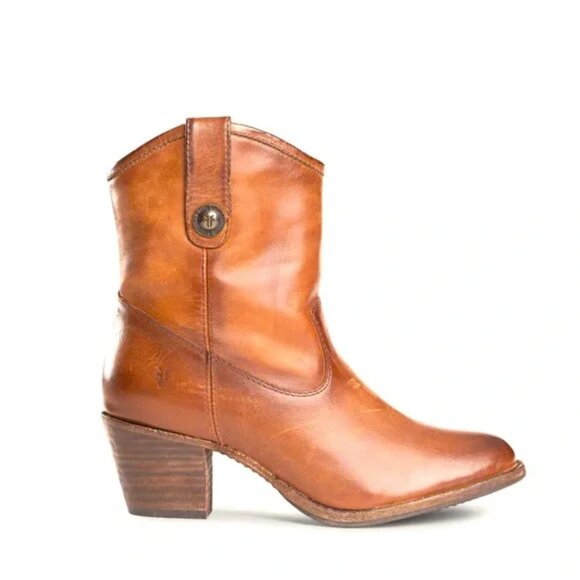 NEW FRYE Leather Jackie Button Short Boots Cognac for women 1568mn - Picture 10 of 11